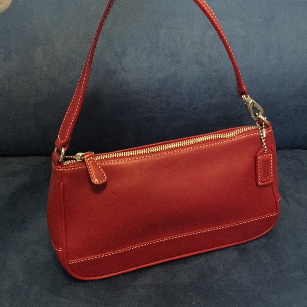 Red leather Coach mini purse/clutch/wristlet